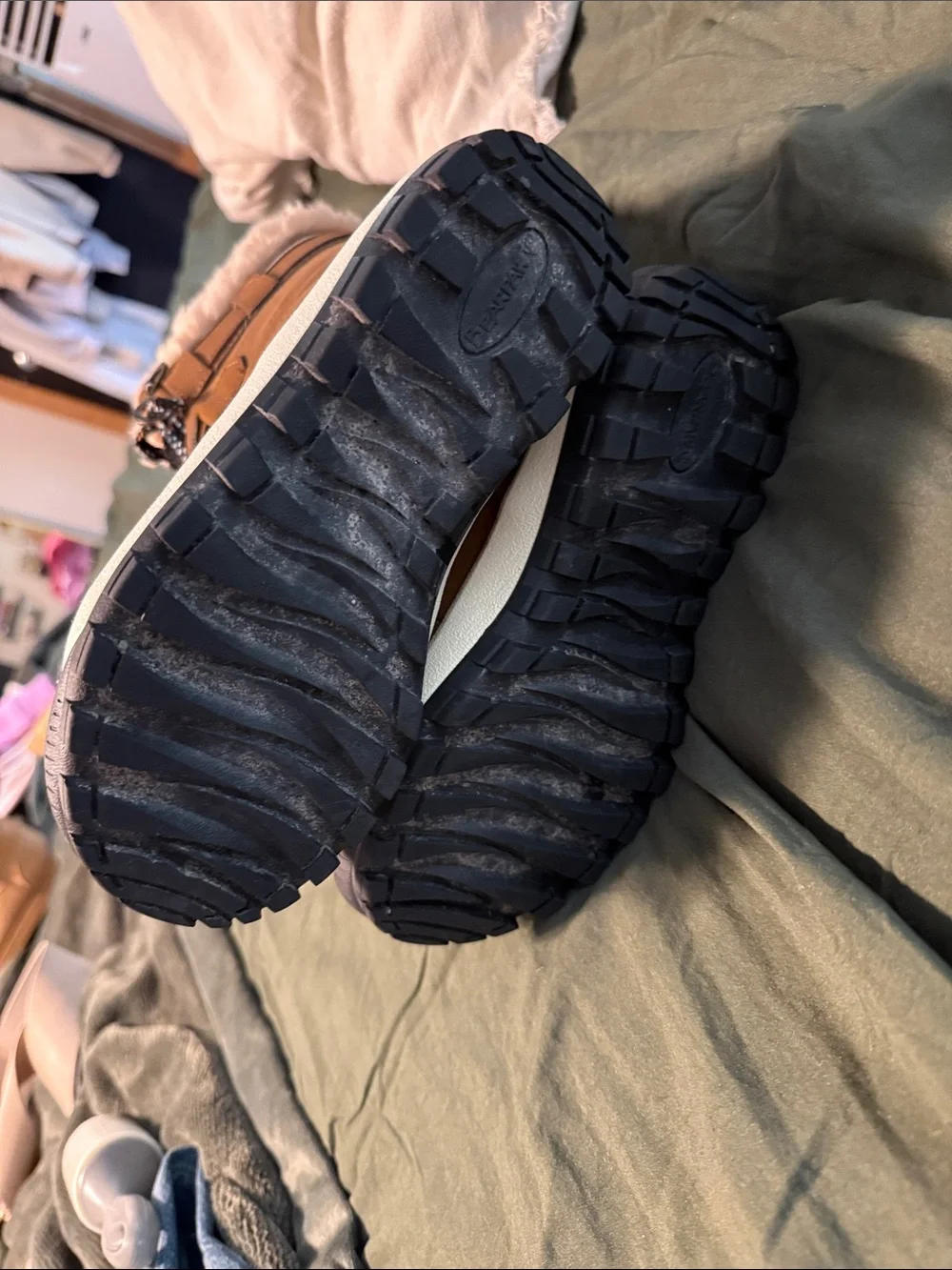 BearPaw Kids Tan & Black Waterproof Winter Boots with Faux Fur Cuff